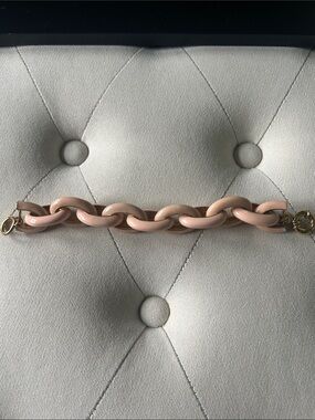 JCrew Gold-Tone and Blush Pink Chain-Link Bracelet